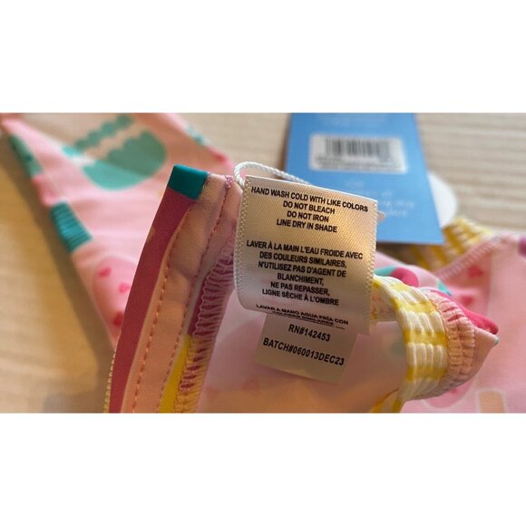 Ruffle Butts Baby Girls UPF 50+ Pink Ice Cream Print Long Sleeve Swimsuit - Picture 4 of 12